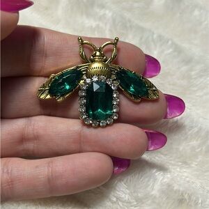 Elegant Gold and Green Bee Brooch